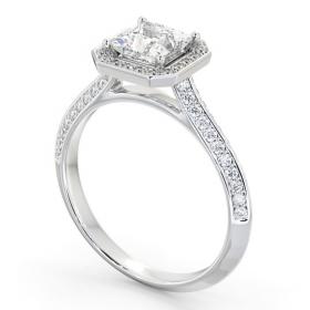 Halo Princess Diamond with Knife Edge Band Engagement Ring 18K White Gold ENPR99_WG_THUMB1 