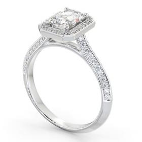 Halo Radiant Diamond with Knife Edge Band Engagement Ring 18K White Gold ENRA47_WG_THUMB1 