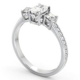 Three Stone Oval and Round Diamond Ring 18K White Gold with Side Stones TH63_WG_THUMB1 