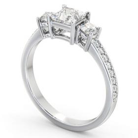 Three Stone Princess and Round Diamond Ring 18K White Gold with Side Stones TH64_WG_THUMB1 