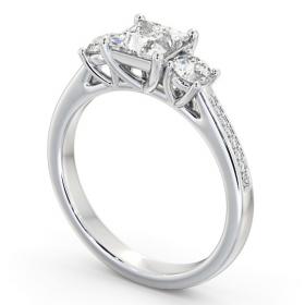 Three Stone Princess and Round Diamond Ring 18K White Gold with Side Stones TH82_WG_THUMB1 