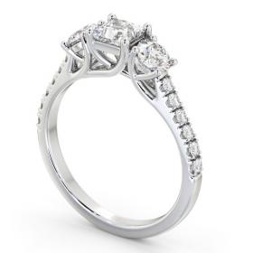 Three Stone Princess and Round Diamond Ring 18K White Gold with Side Stones TH86_WG_THUMB1 