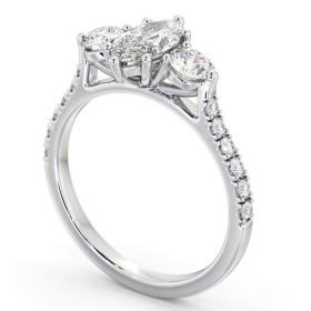 Three Stone Marquise and Round Diamond Ring 18K White Gold with Side Stones TH90_WG_THUMB1 