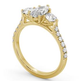 Three Stone Marquise and Round Diamond Ring 18K Yellow Gold with Side Stones TH90_YG_THUMB1 