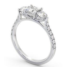 Three Stone Princess and Round Diamond Ring 18K White Gold with Side Stones TH92_WG_THUMB1 