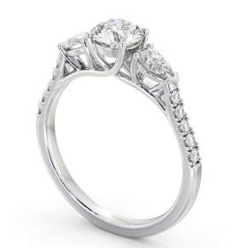 Three Stone Round and Pear Diamond Ring 18K White Gold with Side Stones TH94_WG_THUMB1 