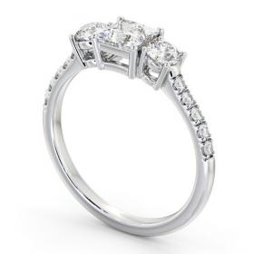 Three Stone Princess and Round Diamond Ring 18K White Gold with Side Stones TH103_WG_THUMB1 