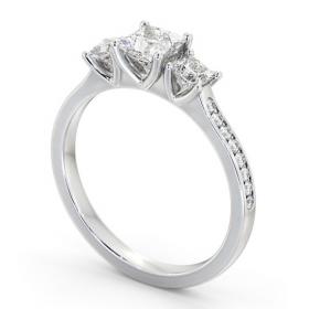Three Stone Princess Diamond Trilogy Ring 18K White Gold with Side Stones TH115_WG_THUMB1 