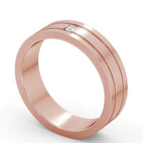 Mens 0.05ct Princess Diamond Double Groove Wedding Ring 18K Rose Gold WBM56_RG_THUMB1 