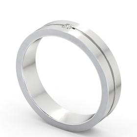 Mens Princess Diamond Single Groove Wedding Ring 18K White Gold WBM59_WG_THUMB1 