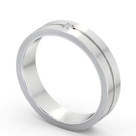 Mens Round Diamond Single Groove Wedding Ring 18K White Gold WBM60_WG_THUMB1 