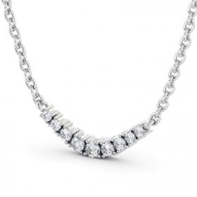 Bar Style Nine Diamond Curved Pendant 18K White Gold PNT170_WG_THUMB1 