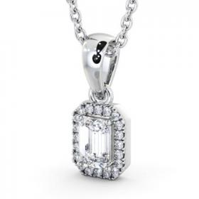 Halo Emerald Diamond Pendant 18K White Gold PNT163_WG_THUMB1 