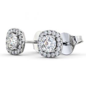 Round Diamond with Cushion Shape Halo Earrings 18K White Gold ERG165_WG_THUMB1 