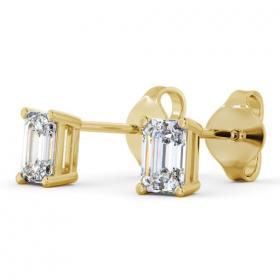 Emerald Diamond Four Claw Stud Earrings 18K Yellow Gold ERG145_YG_THUMB1 