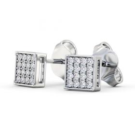 Square Style Round Diamond Cluster Earrings 18K White Gold ERG156_WG_THUMB1 
