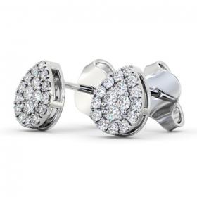 Pear Style Round Diamond Cluster Earrings 18K White Gold ERG160_WG_THUMB1 
