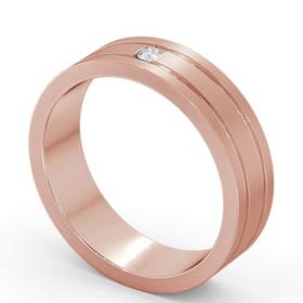 Mens 0.05ct Princess Diamond Double Groove with Matt Finish Wedding Ring 18K Rose Gold WBM56B_RG_THUMB1 