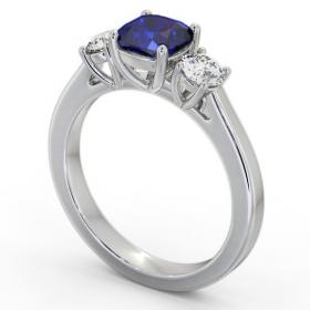 Three Stone Blue Sapphire and Diamond 1.40ct Ring Platinum GEM62_WG_BS_THUMB1 