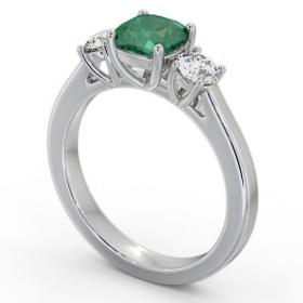 Three Stone Emerald and Diamond 1.20ct Ring 18K White Gold GEM62_WG_EM_THUMB1 
