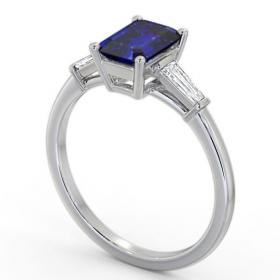 Shoulder Stone Blue Sapphire and Diamond 1.45ct Ring Platinum GEM93_WG_BS_THUMB1 
