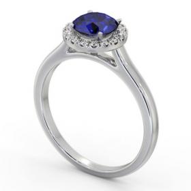 Halo Blue Sapphire and Diamond 1.20ct Ring 18K White Gold GEM66_WG_BS_THUMB1 