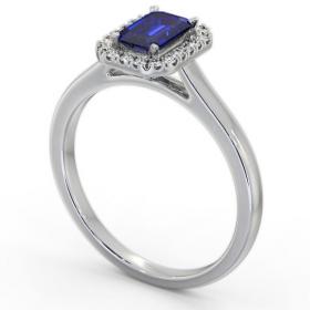 Halo Blue Sapphire and Diamond 0.90ct Ring 18K White Gold GEM70_WG_BS_THUMB1 