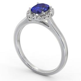 Halo Blue Sapphire and Diamond 1.20ct Ring 18K White Gold GEM73_WG_BS_THUMB1 