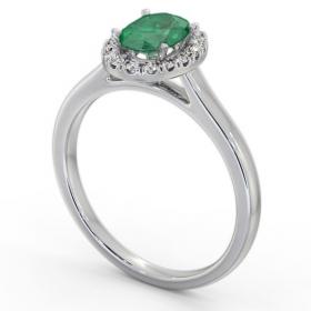 Halo Emerald and Diamond 0.95ct Ring 18K White Gold GEM73_WG_EM_THUMB1 