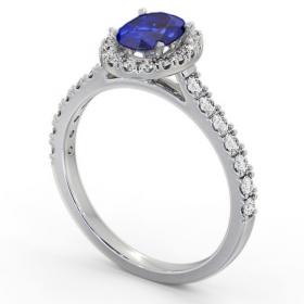 Halo Blue Sapphire and Diamond 1.50ct Ring 18K White Gold GEM74_WG_BS_THUMB1 
