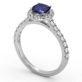Halo Blue Sapphire and Diamond 1.20ct Ring Platinum GEM77_WG_BS_THUMB1 
