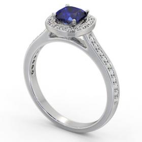 Halo Blue Sapphire and Diamond 1.05ct Ring 18K White Gold GEM78_WG_BS_THUMB1 