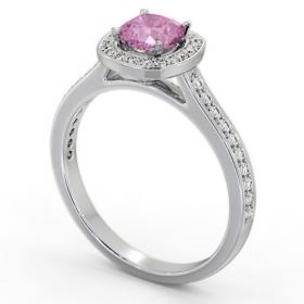 Halo Pink Sapphire and Diamond 1.05ct Ring 18K White Gold GEM78_WG_PS_THUMB1 