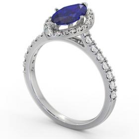 Halo Blue Sapphire and Diamond 1.05ct Ring Platinum GEM81_WG_BS_THUMB1 