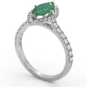 Halo Emerald and Diamond 0.90ct Ring 18K White Gold GEM81_WG_EM_THUMB1 