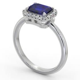 Halo Blue Sapphire and Diamond 1.30ct Ring 18K White Gold GEM85_WG_BS_THUMB1 