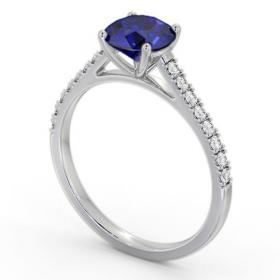 Solitaire Blue Sapphire and Diamond Platinum Ring with Channel Set Side Stones GEM86_WG_BS_THUMB1 