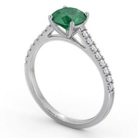 Solitaire Emerald and Diamond 18K White Gold Ring with Channel Set Side Stones GEM86_WG_EM_THUMB1 