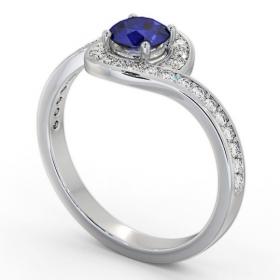 Halo Blue Sapphire and Diamond 0.95ct Ring 18K White Gold GEM90_WG_BS_THUMB1 
