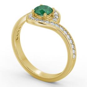 Halo Emerald and Diamond 0.80ct Ring 18K Yellow Gold GEM90_YG_EM_THUMB1 