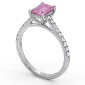 Solitaire 1.35ct Pink Sapphire and Diamond 18K White Gold Ring with Channel Set Side Stones GEM91_WG_PS_THUMB1 