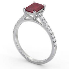 Solitaire 1.35ct Ruby and Diamond Platinum Ring with Channel Set Side Stones GEM91_WG_RU_THUMB1 