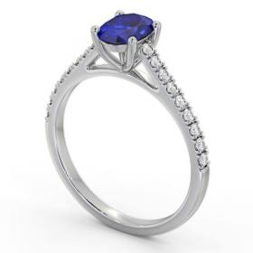 Solitaire 1.35ct Blue Sapphire and Diamond Platinum Ring with Channel Set Side Stones GEM95_WG_BS_THUMB1 