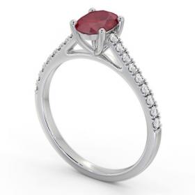 Solitaire 1.35ct Ruby and Diamond 18K White Gold Ring with Channel Set Side Stones GEM95_WG_RU_THUMB1 