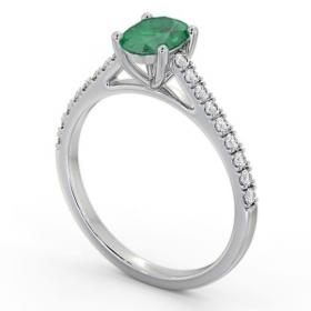Solitaire 1.35ct Emerald and Diamond 18K White Gold Ring with Channel Set Side Stones GEM95_WG_EM_THUMB1 