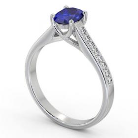 Solitaire 1.35ct Blue Sapphire and Diamond 18K White Gold Ring with Channel Set Side Stones GEM96_WG_BS_THUMB1 