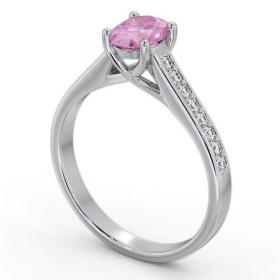 Solitaire 1.35ct Pink Sapphire and Diamond 18K White Gold Ring with Channel Set Side Stones GEM96_WG_PS_THUMB1 