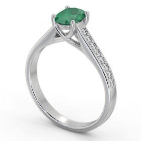 Solitaire 1.35ct Emerald and Diamond 18K White Gold Ring with Channel Set Side Stones GEM96_WG_EM_THUMB1 