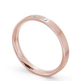 Ladies Two Princess Diamonds Flat Court Wedding Ring 18K Rose Gold WBF8_RG_THUMB1 