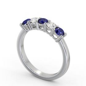 Five Stone Blue Sapphire and Diamond 0.94ct Ring Platinum GEM112_WG_BS_THUMB1 
